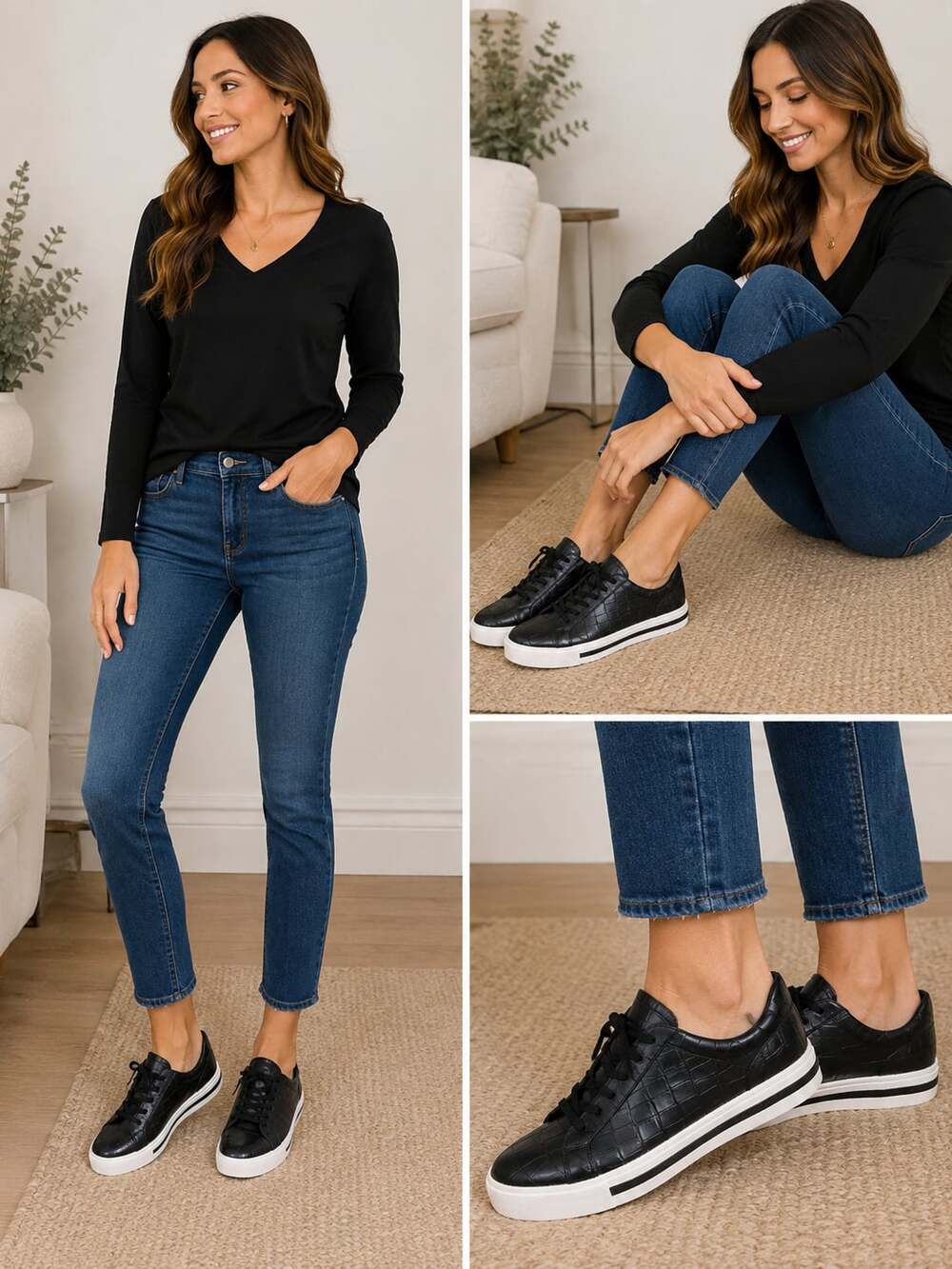 Clarks Unstructured Navy Croc Embossed Leather Platform Sneakers